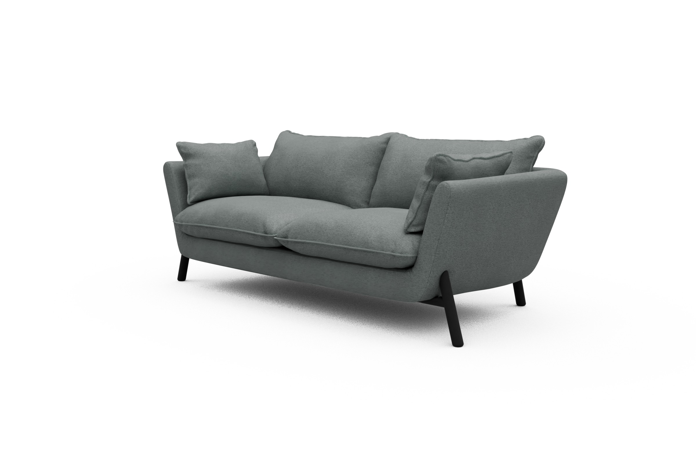 Sofa Emil PREMIUM 2-Sitzer Beinfarbe Eiche Schwarz Denari-Soft-Grey