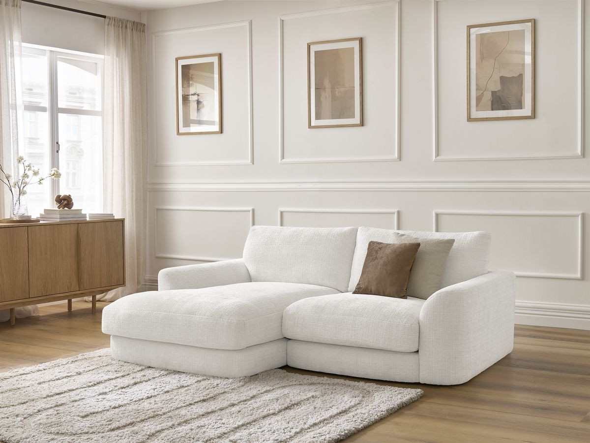 Bobochic Leonore Ecksofa Strukturstoff Weiß Ecke links