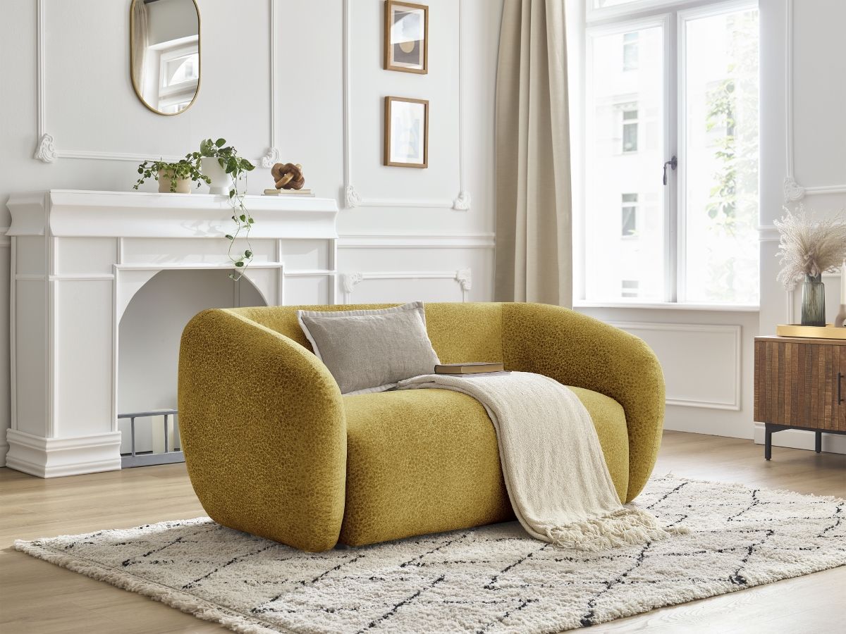 Bobochic Celine Sofa 2-Sitzer Strukturstoff Gelb