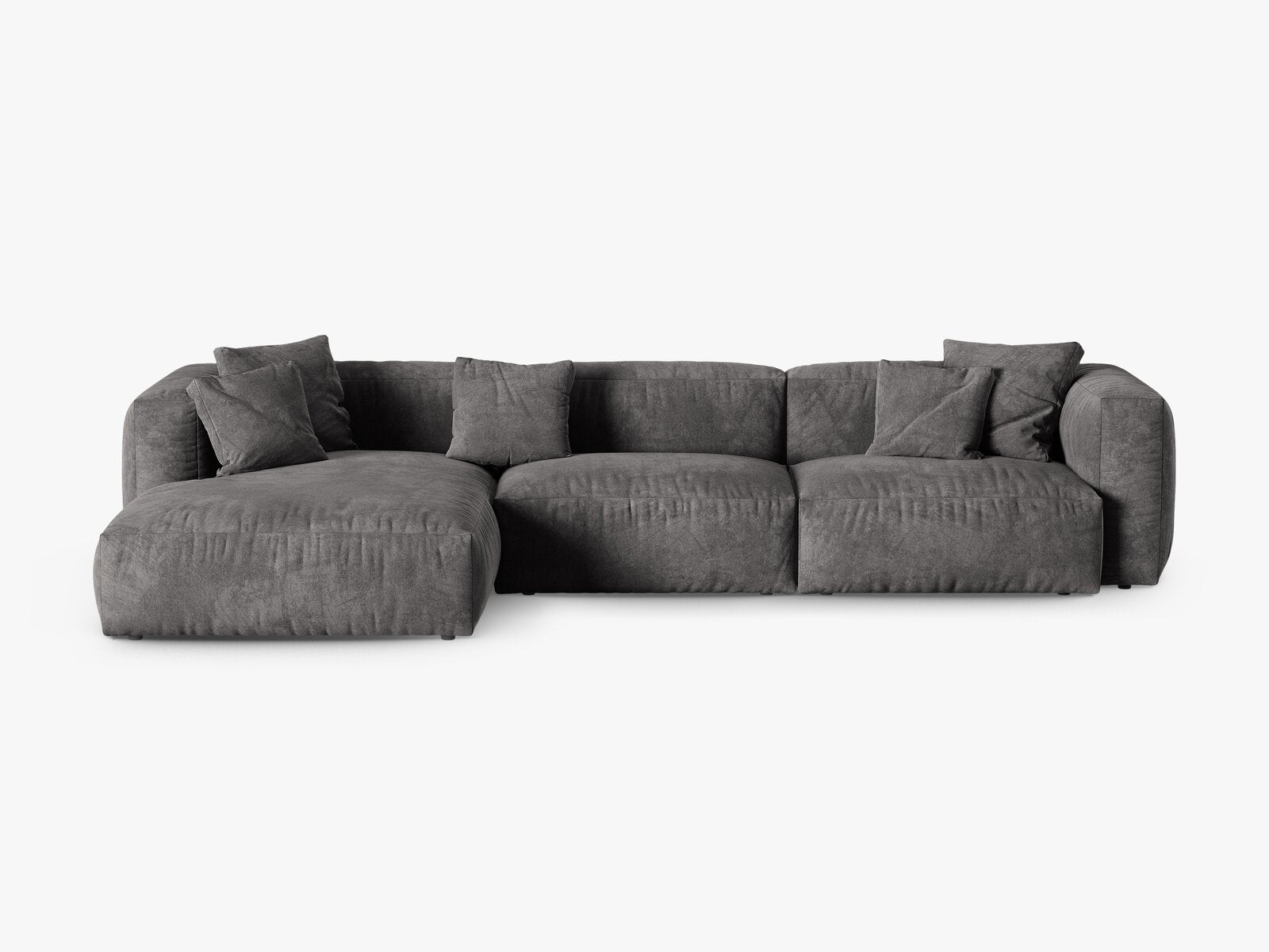 Micadoni Ecksofa Martina 3-Sitzer 90cm Sitztiefe Links Samt Vogue Grau