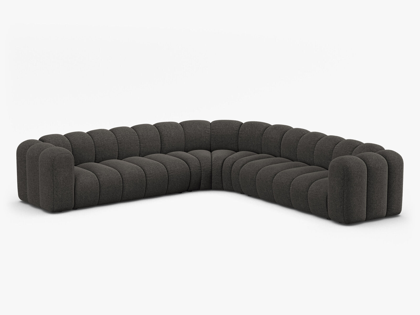 Micadoni symmetrisches Ecksofa Lupine 5-Sitzer  Chenille Eden Dunkelgrau