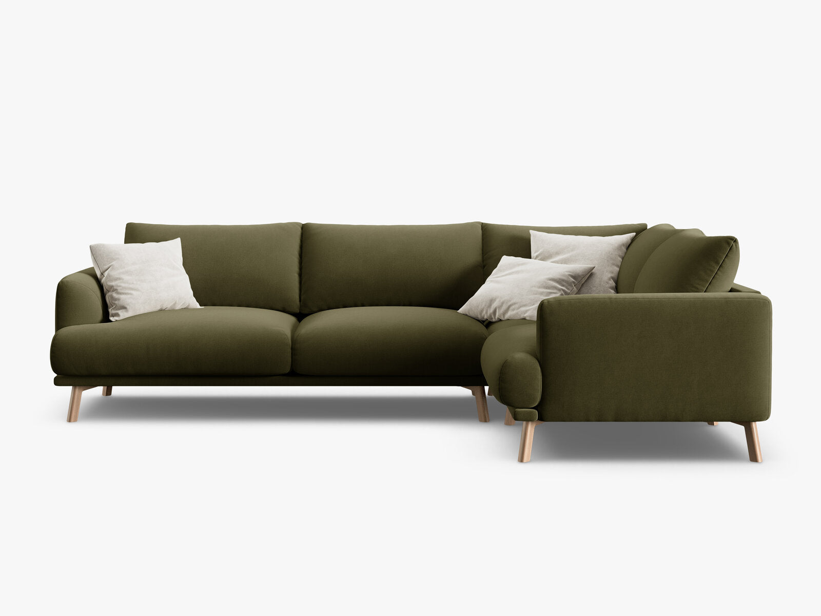 Micadoni Ecksofa Naomi 4-Sitzer große Version Rechts Samt Salvador Grün