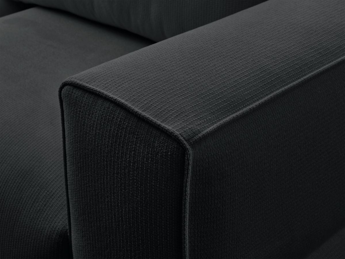 Bobochic Ezechiel Schlafsofa 3-Sitzer mit Bettkasten Melange-Stoff Schwarz