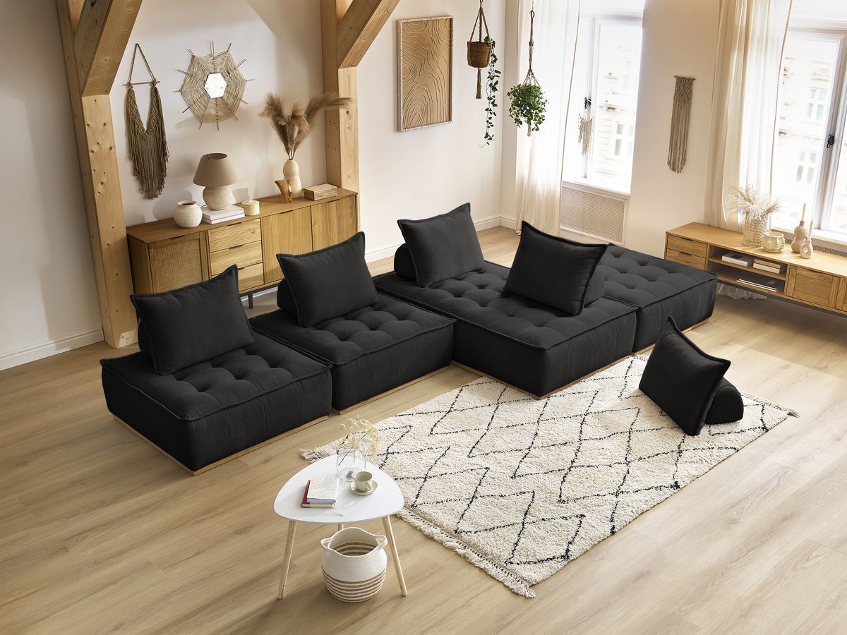 Bobochic Elisa Wohnlandschaft Strukturstoff Schwarz