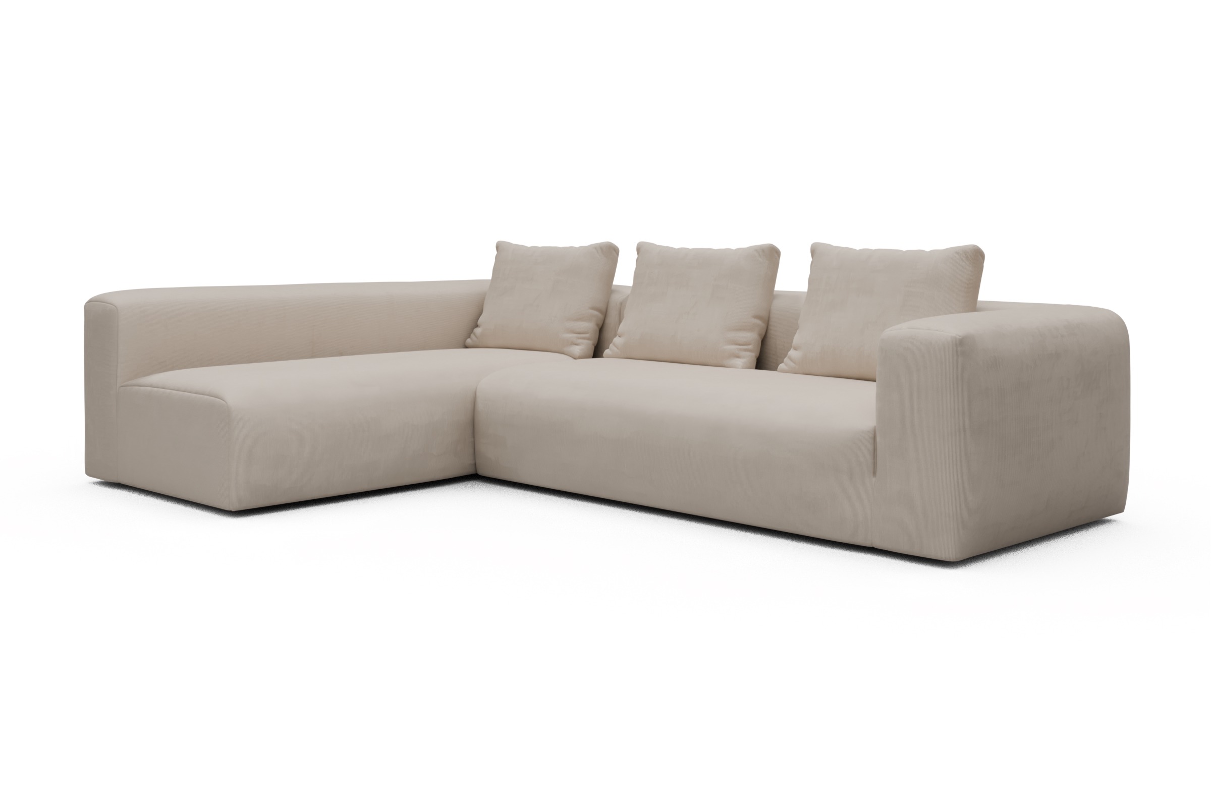 Ecksofa Fred 2x 2,5-Sitzer links offen Cordufine-Off-White