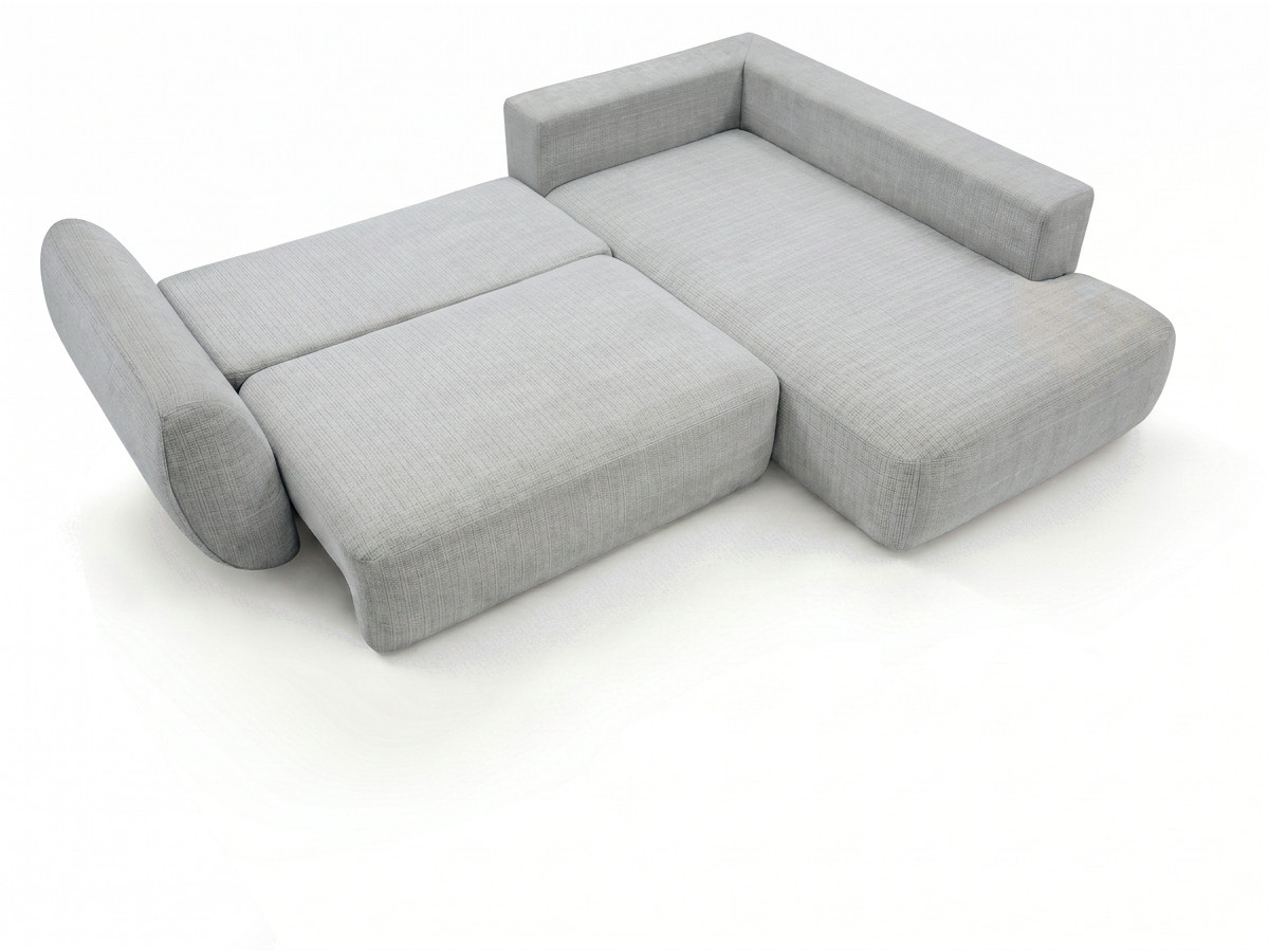 Bobochic Denise Ecksofa mit Schlaffunktion und Bettkasten 256 × 197 cm Strukturstoff Hellgrau Ecke rechts