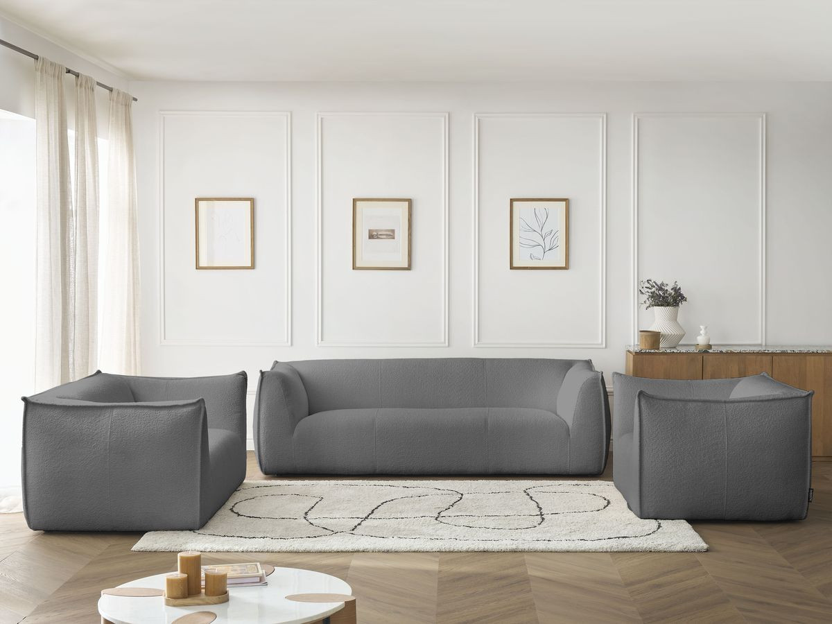 Bobochic Giorgia Sofa 5-Sitzer 534 × 100 cm Bouclé-Stoff Dunkelgrau