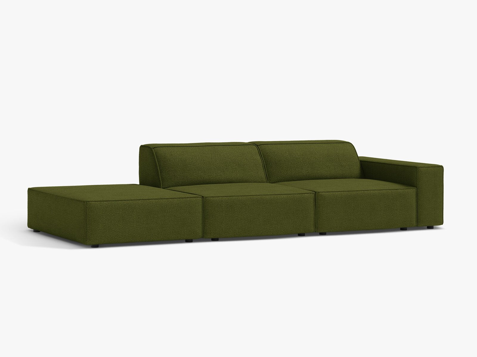 Micadoni Sofa Jodie 3-Sitzer Links Boucle Baloo Dunkel-Olivgrün
