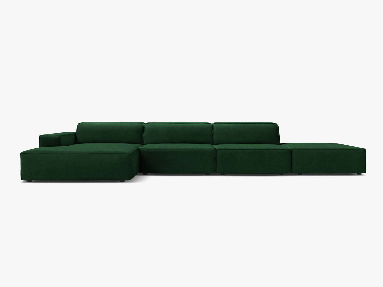 Micadoni Ecksofa Jodie 5-Sitzer Links Samt Bluvel Flaschengrün