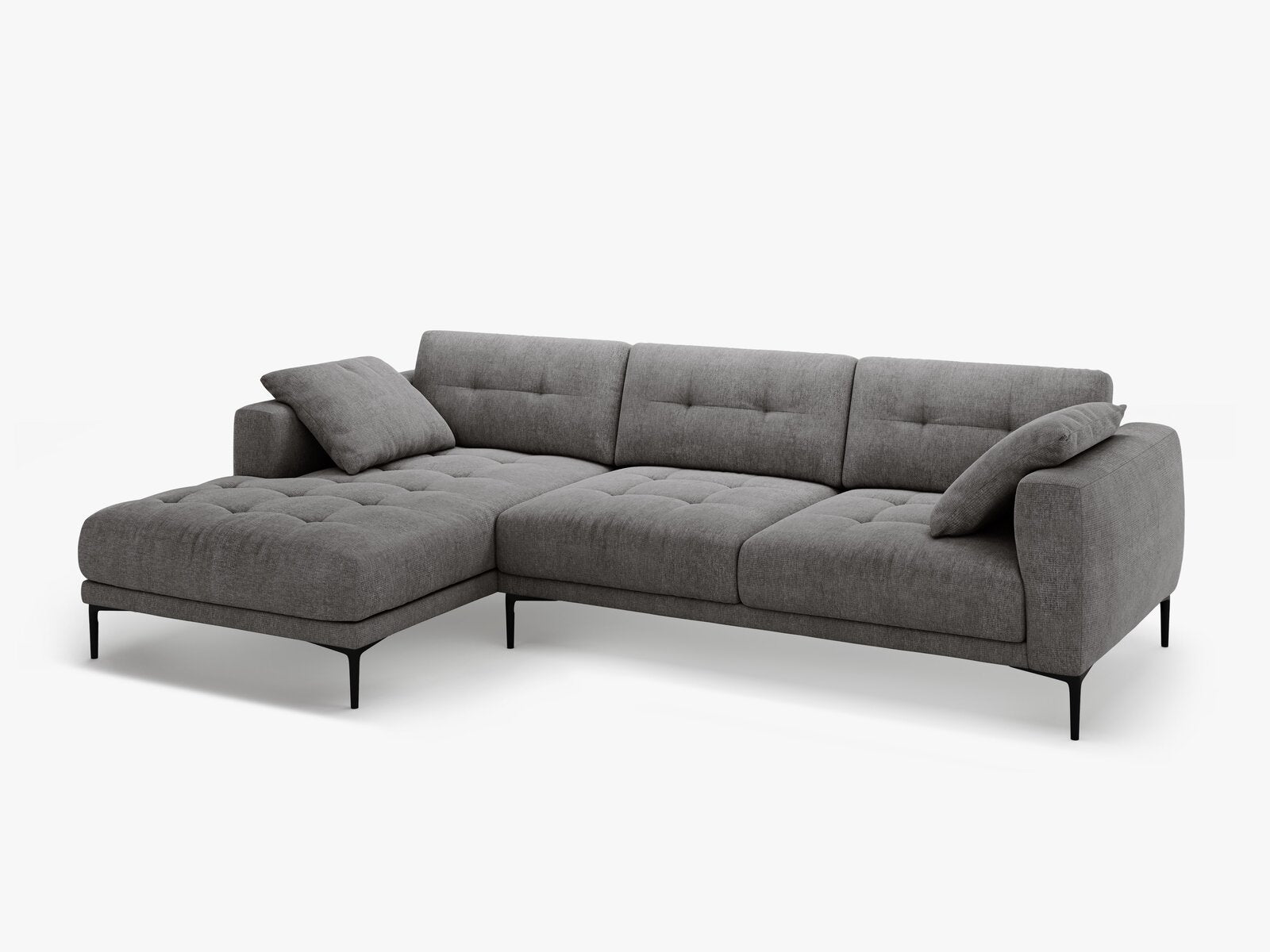 Micadoni Ecksofa Bemy 3-Sitzer Links Strukturierter Stoff Grau
