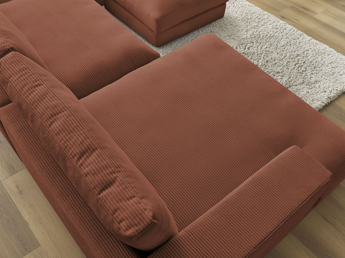Bobochic Leonard Wohnlandschaft mit Pouf 349 × 159 cm Cordsamt Orange