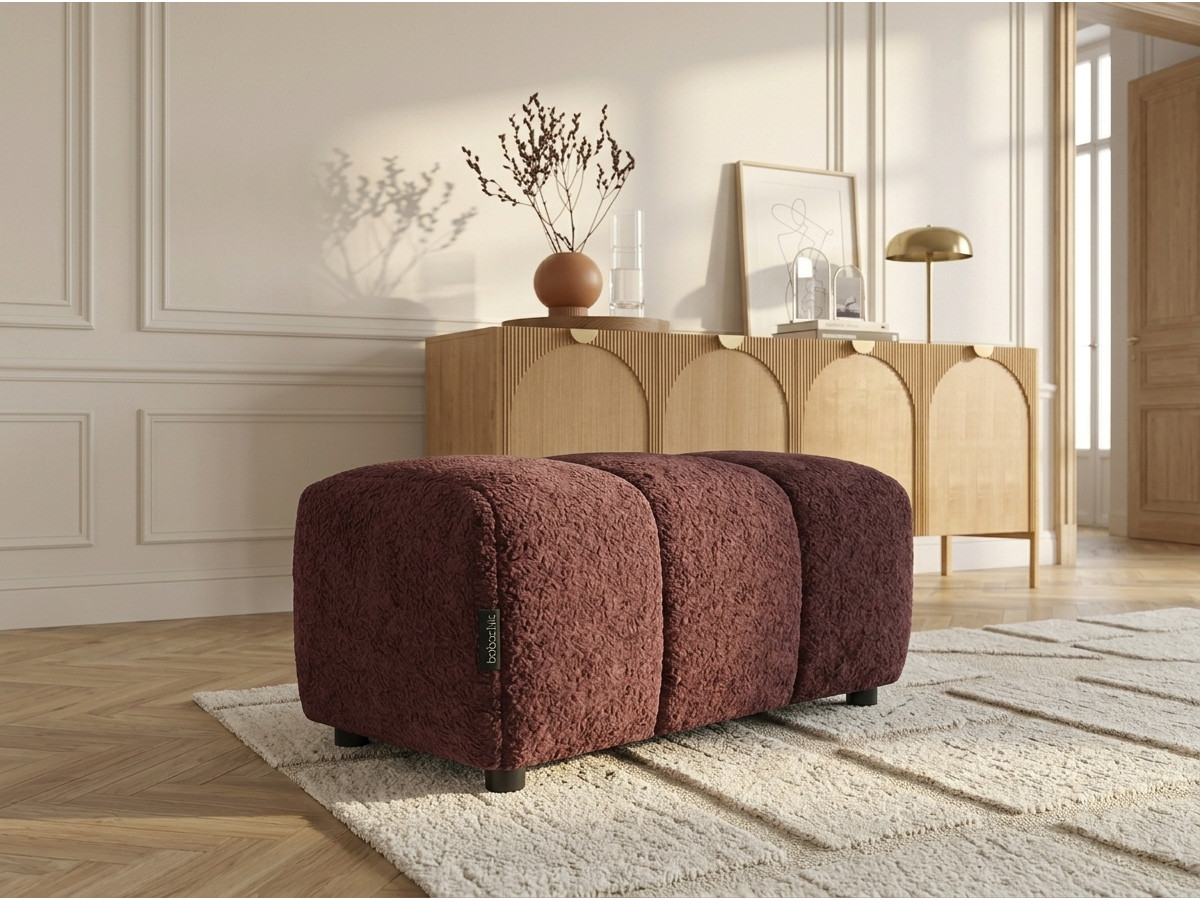 Bobochic Roxelane Pouf Bouclé-Stoff Rot