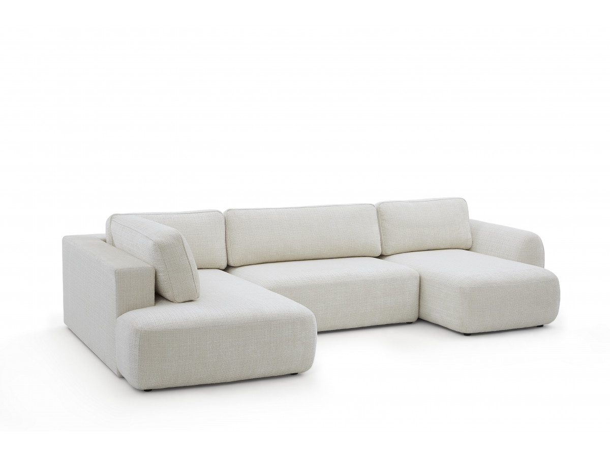 Bobochic Denise Wohnlandschaft Strukturstoff Weiß Ecke rechts