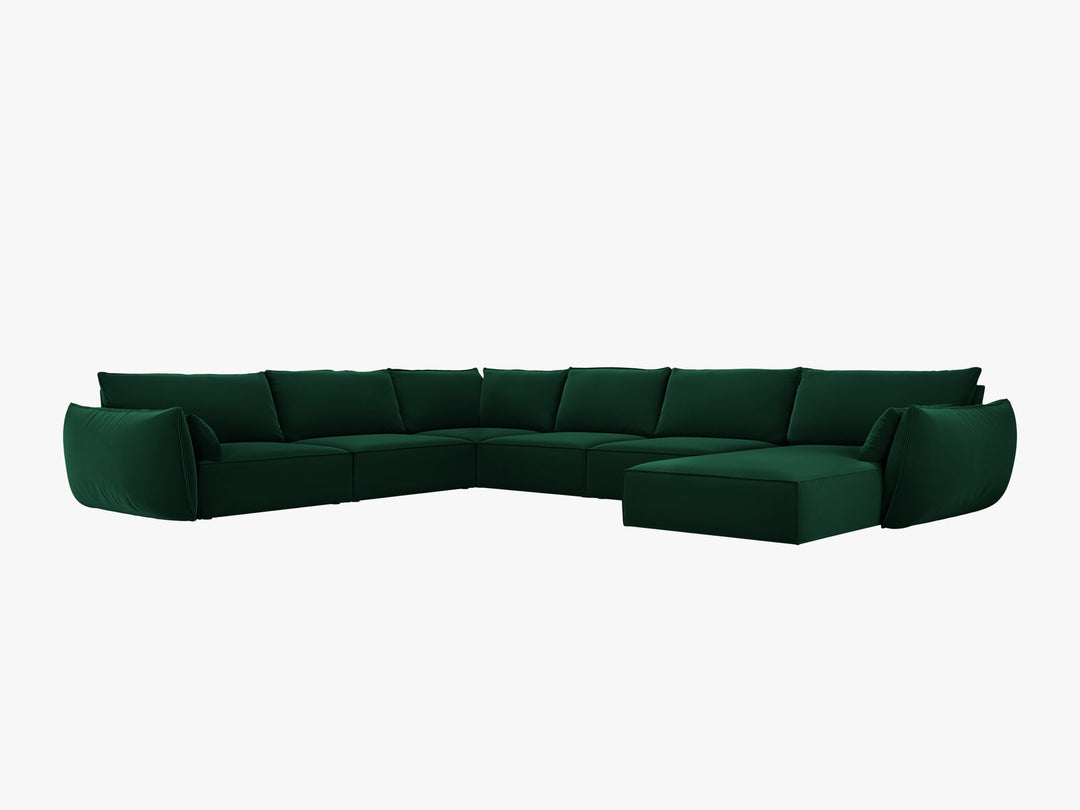 Micadoni Panorama-Ecksofa Kaelle 8-Sitzer Links Samt Bluvel Flaschengrün