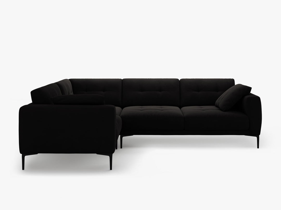 Micadoni Ecksofa Bemy 4-Sitzer Links Samt Schwarz