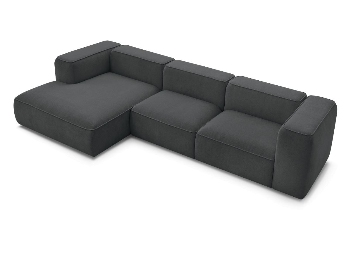 Bobochic Zephyr Ecksofa 349 × 165 cm Strukturstoff Dunkelgrau Ecke links