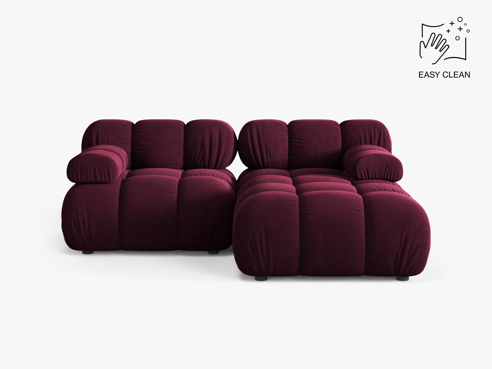 Micadoni Modulares Ecksofa Bellis 3-Sitzer Rechts Samt Venus Burgunder
