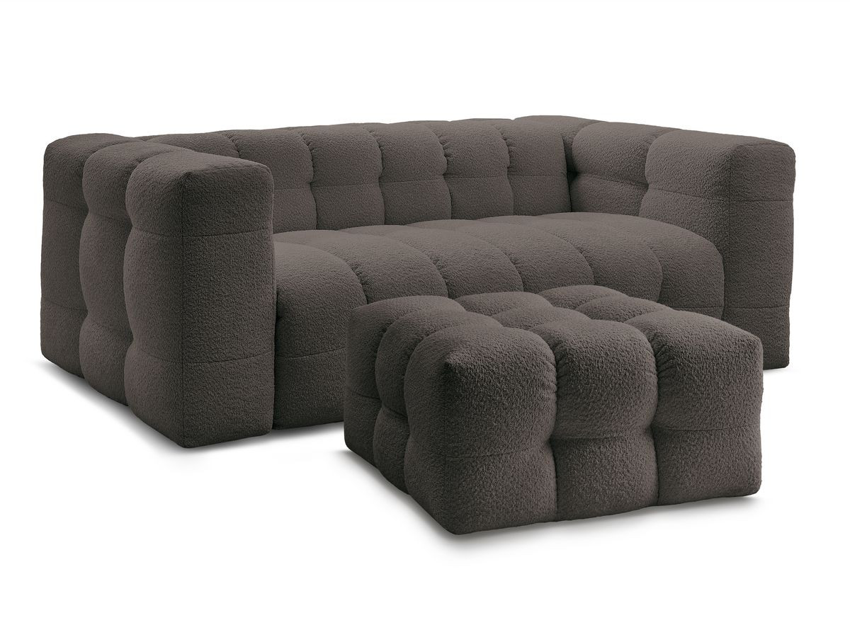Bobochic Cloud Schlafsofa 3-Sitzer mit Pouf Bouclé-Stoff Braun