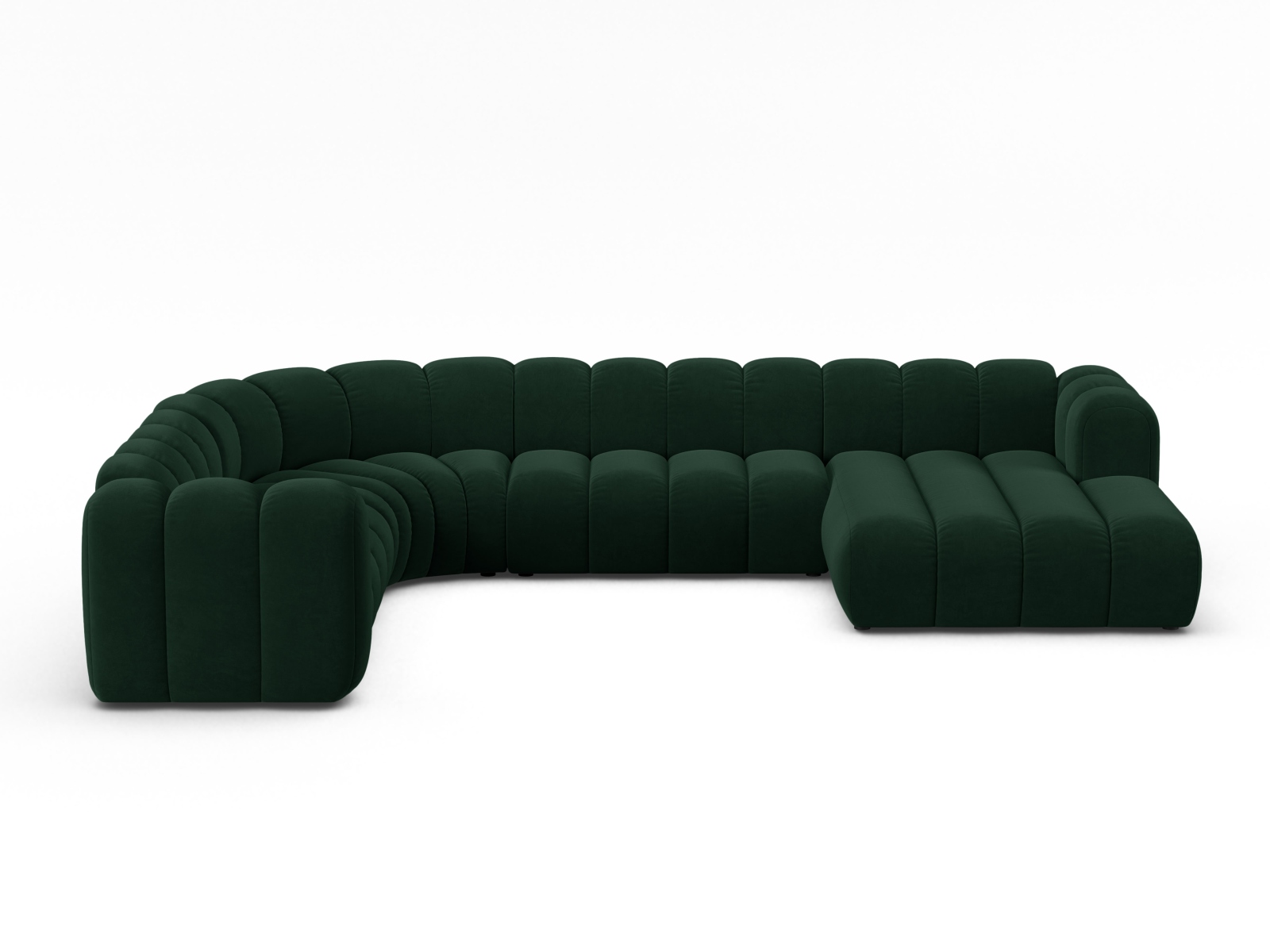 Micadoni Modulares Panorama Ecksofa Lupine 6-Sitzer Links Samt Salvador Flaschengrün