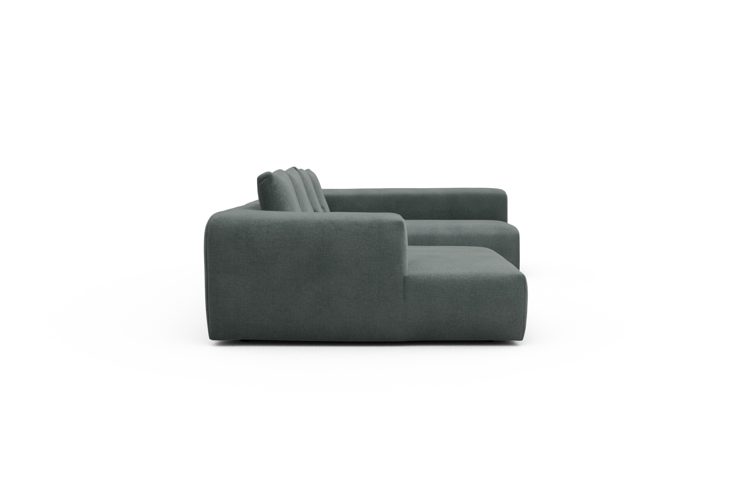 Wohnlandschaft Fred Chaiselongue links mit 2-Sitzer und lange Armlehne rechts Smooth-Silver-Grey