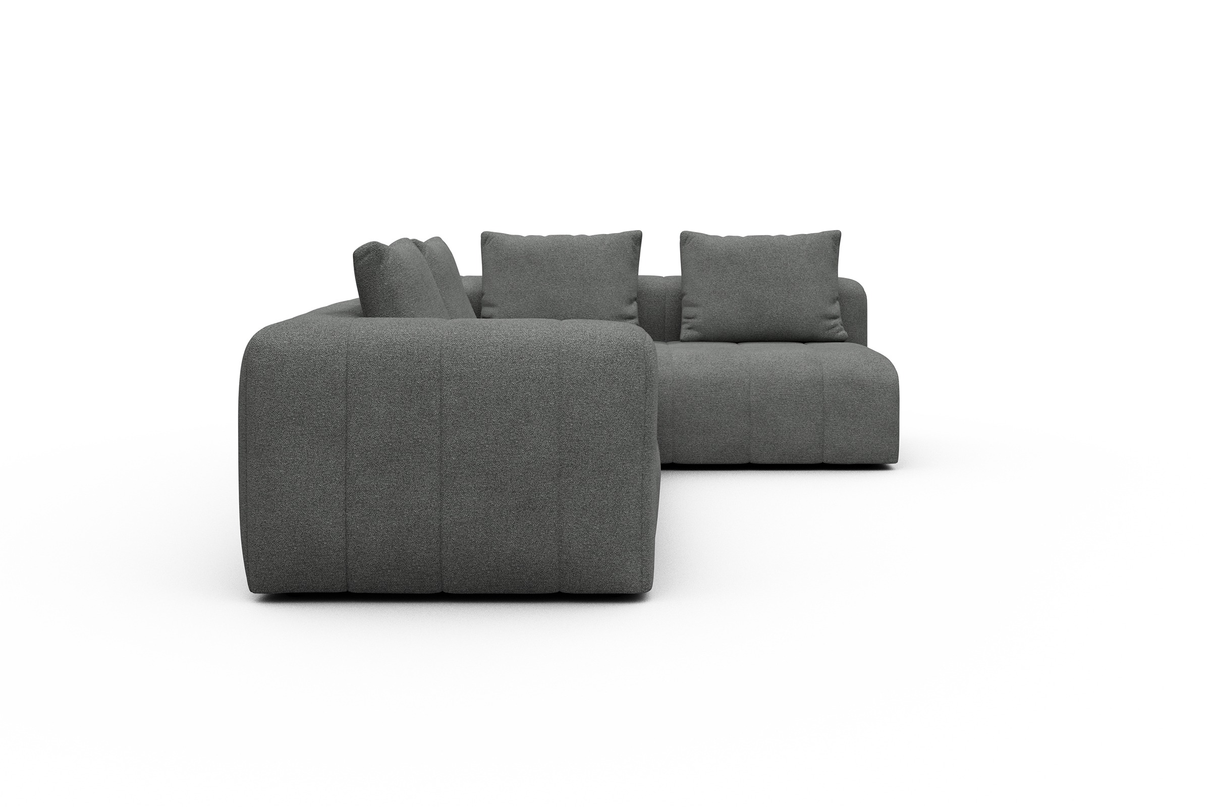 Ecksofa Hugo 2x 2,5-Sitzer Armlehne links Boucle-Ash-Grey