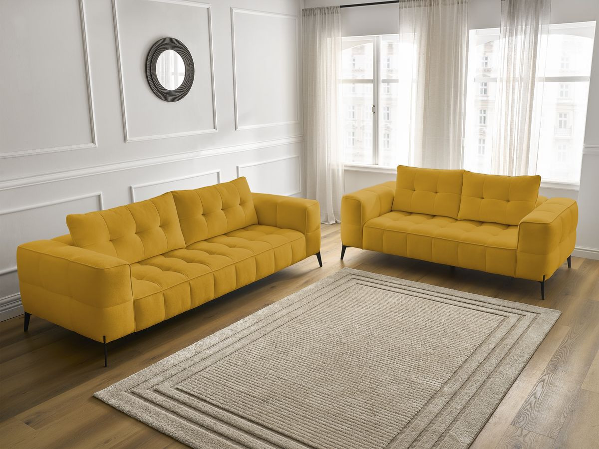 Bobochic Anis Sofa-Set 3- und 2-Sitzer Strukturstoff Gelb