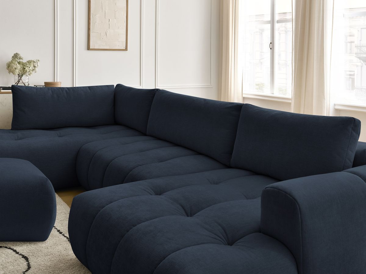 Bobochic Fuji Wohnlandschaft mit Pouf Stoff Dunkelblau Ecke rechts