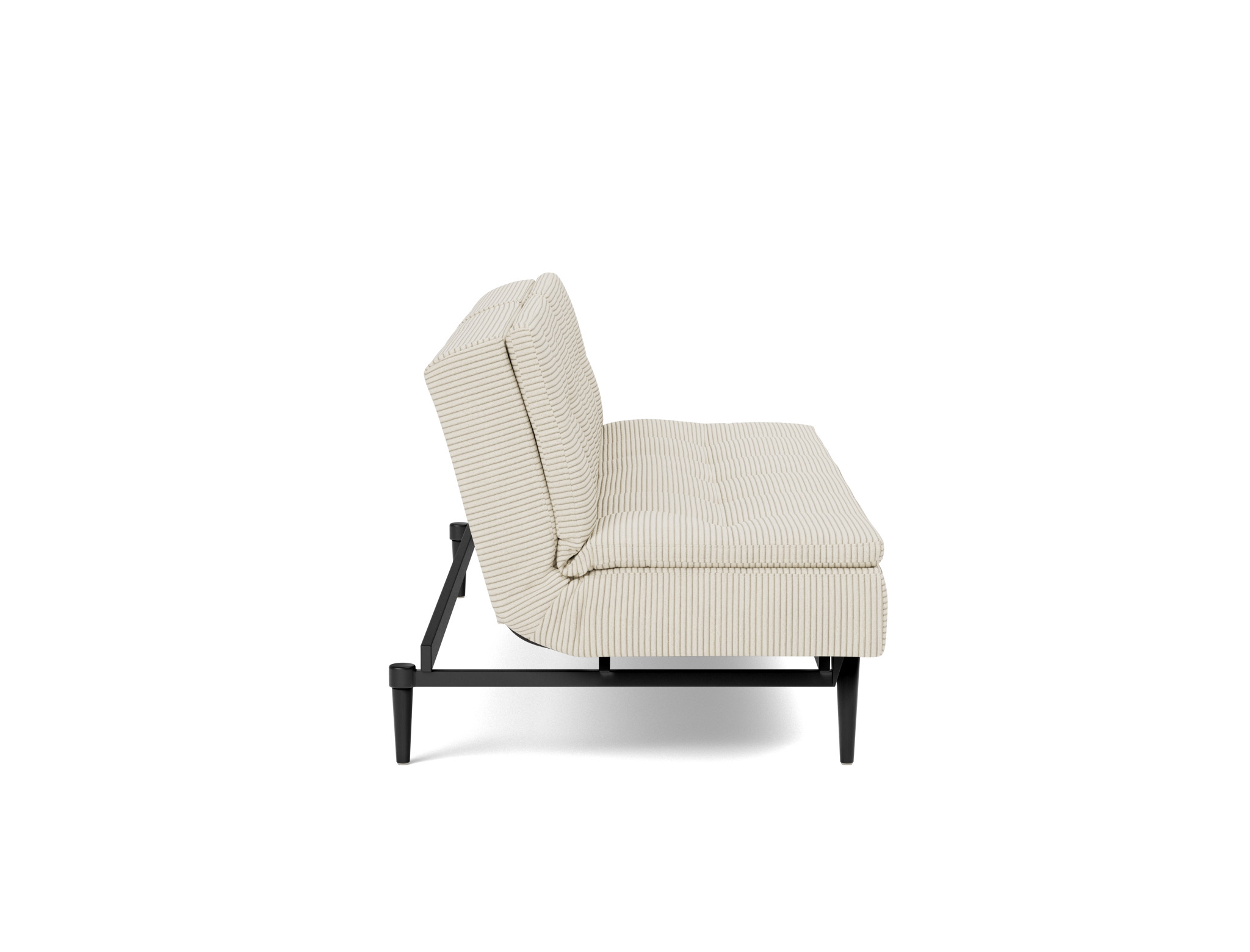 Schlafsofa Dublexo Kord Corduroy 594-Ivory Beine Styletto Eiche schwarz