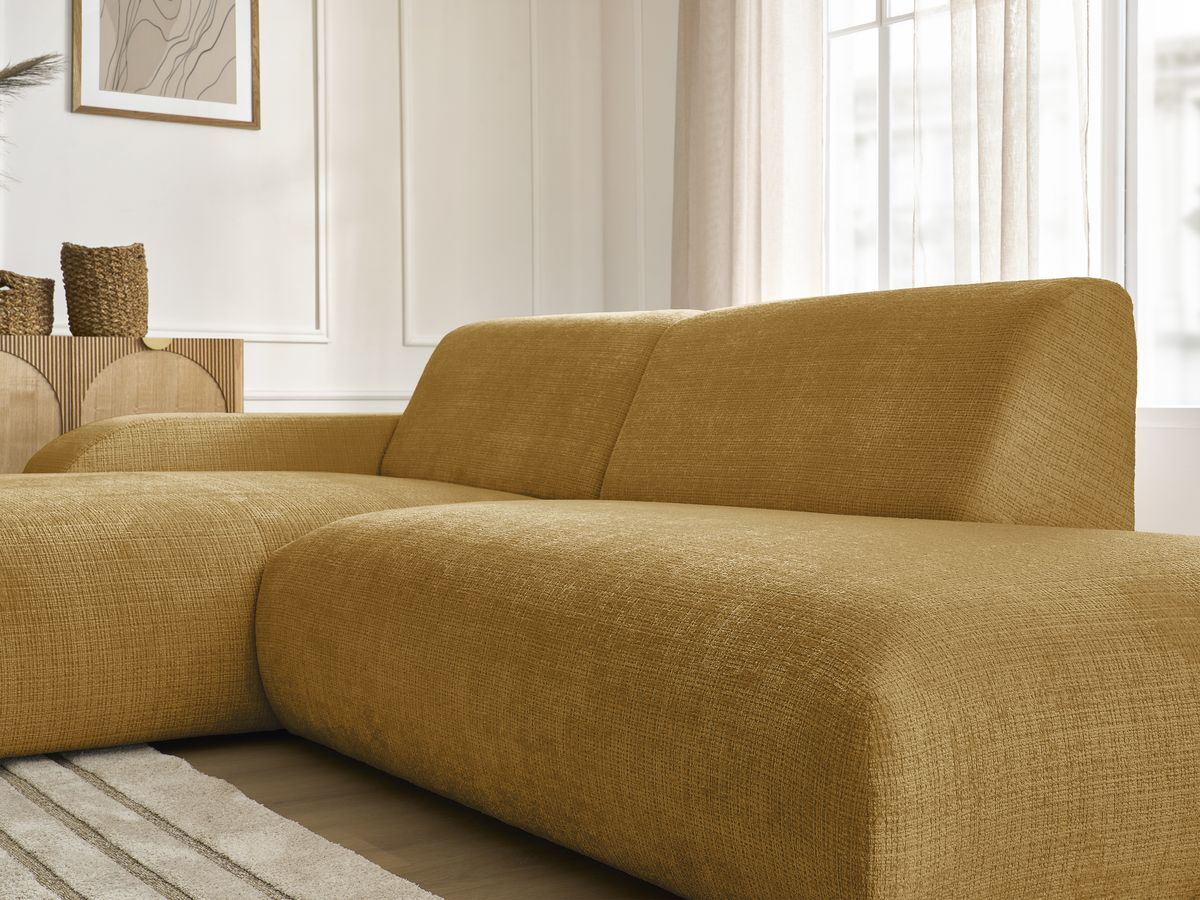 Bobochic Sirius Ecksofa 300 × 170 cm Strukturstoff Gelb Ecke links