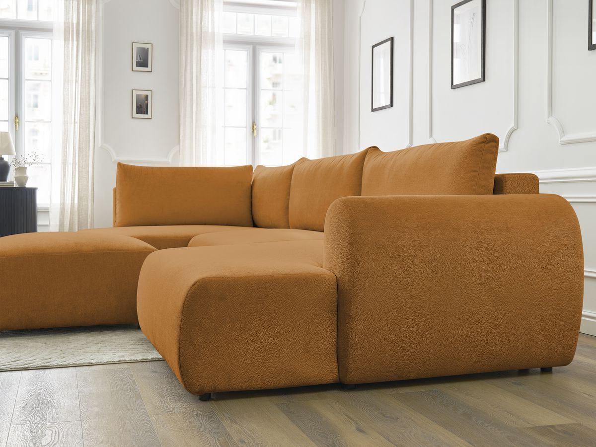 Bobochic Lucien Wohnlandschaft mit Pouf Stoff Gelb Ecke rechts