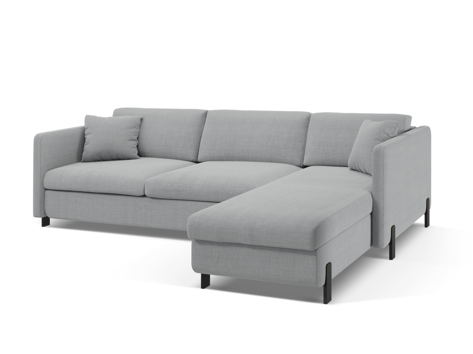 Micadoni Schlaf-Ecksofa Gloria 4-Sitzer Rechts Strukturierter Stoff Hellgrau 205x140
