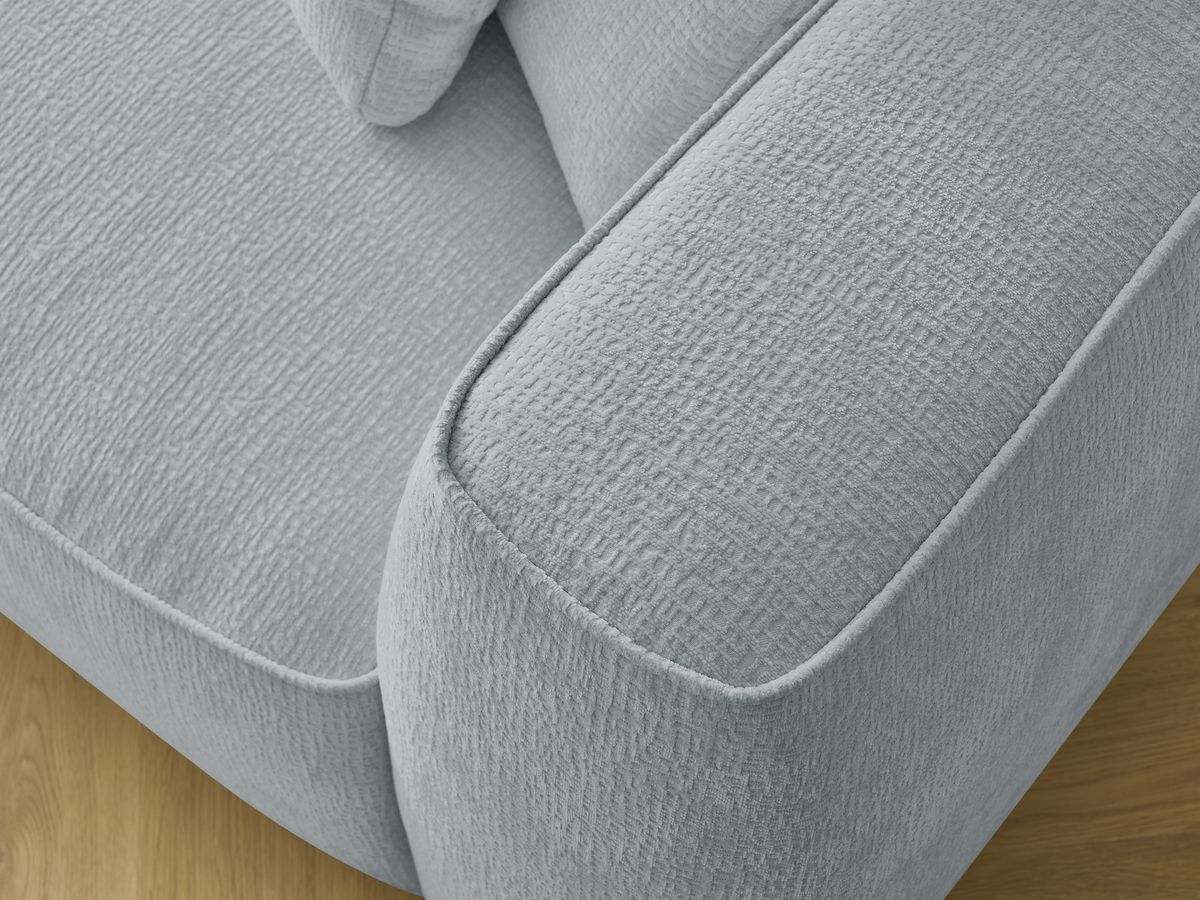 Bobochic Leopold Sofa 4-Sitzer mit Pouf Strukturstoff Hellgrau Armlehne rechts