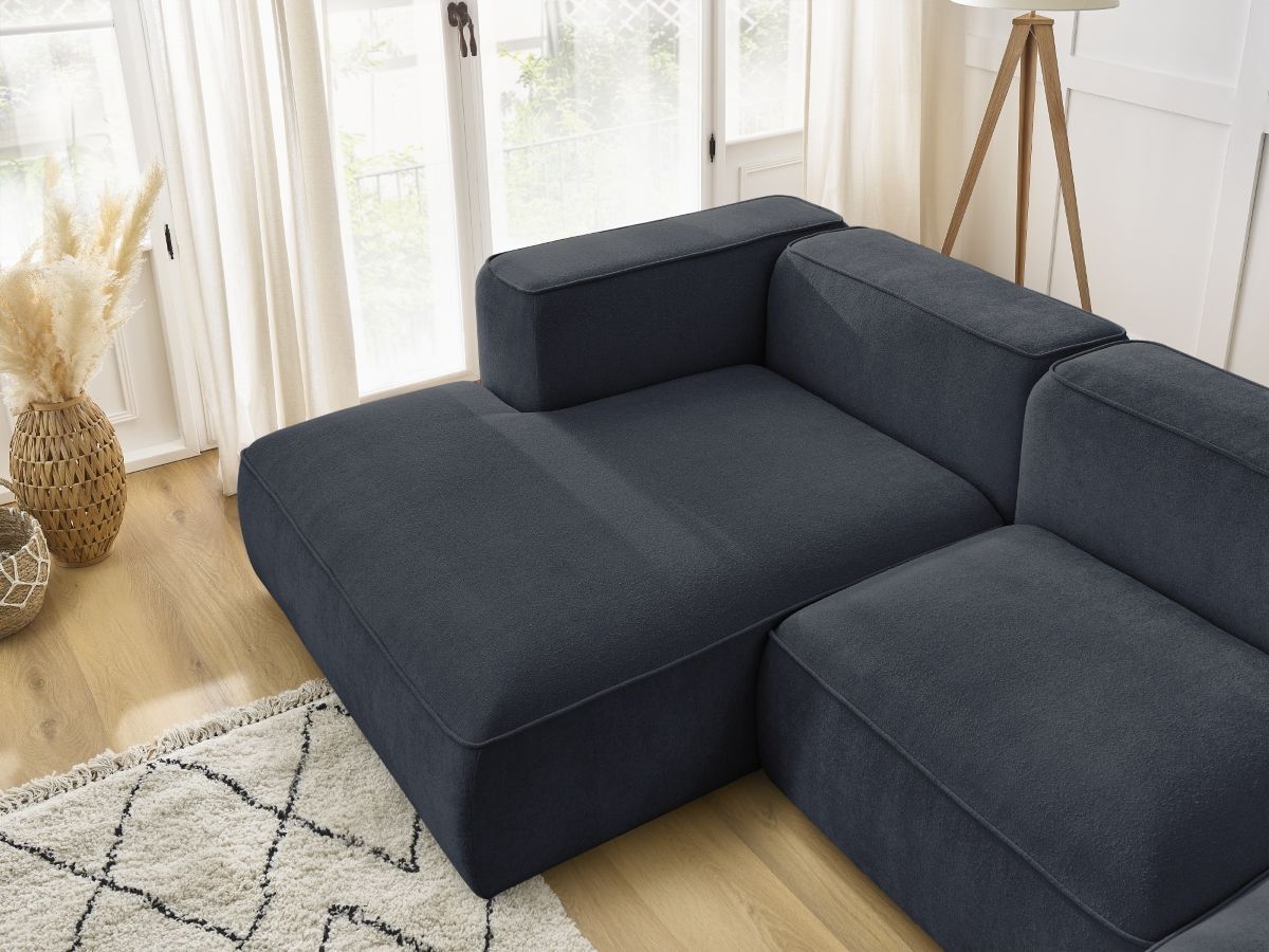 Bobochic Zephyr Ecksofa 349 × 165 cm Strukturstoff Dunkelblau Ecke links