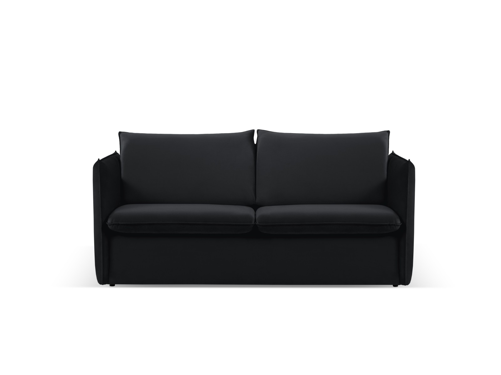 2-Sitzer Velvet Sofa mit Bettfunktion Agate | Bezug Black | Beinfarbe Black Plastic