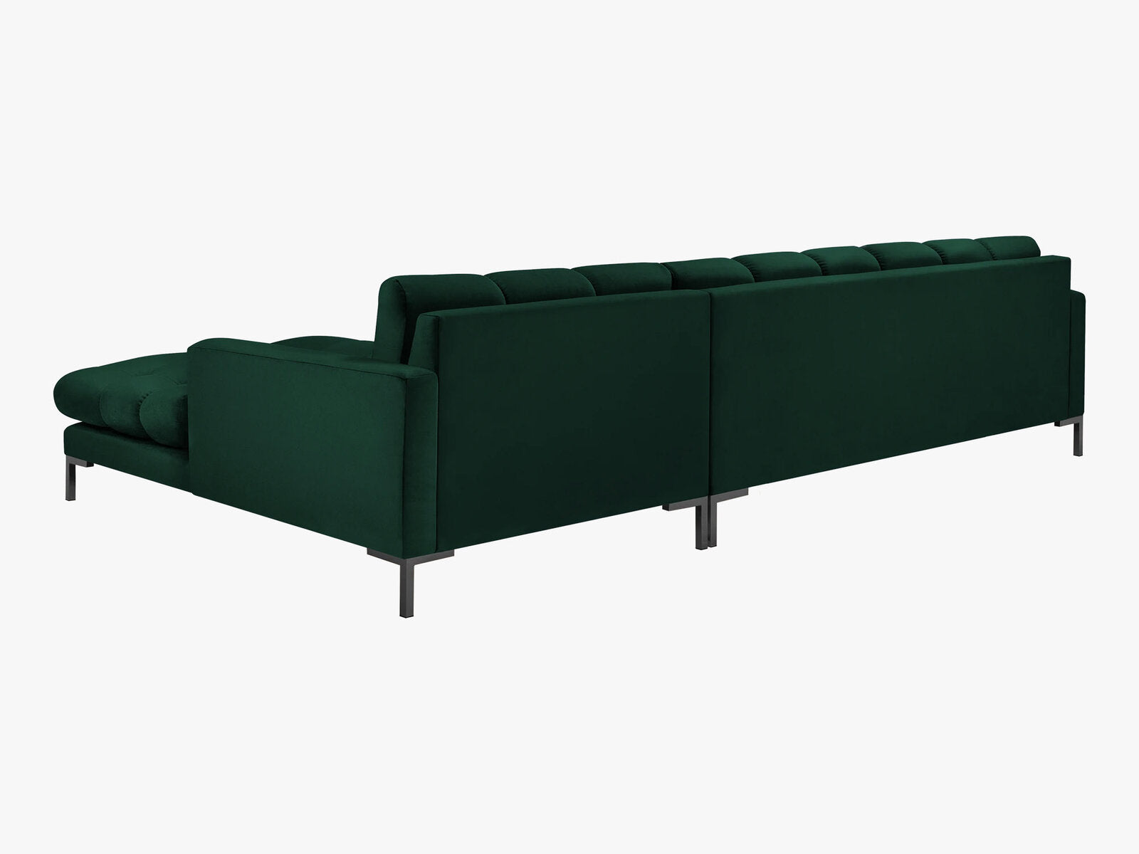Micadoni Ecksofa Mamaia 5-Sitzer Rechts Samt Bluvel Flaschengrün schwarze Beine