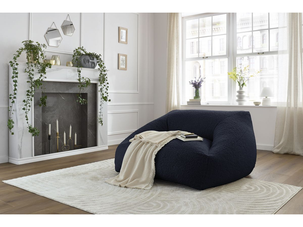 Bobochic Lilibet Pouf Bouclé-Stoff Dunkelblau