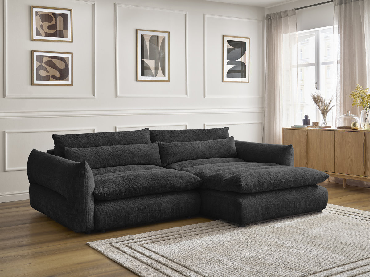 Bobochic Neil Ecksofa Strukturstoff Schwarz Ecke rechts