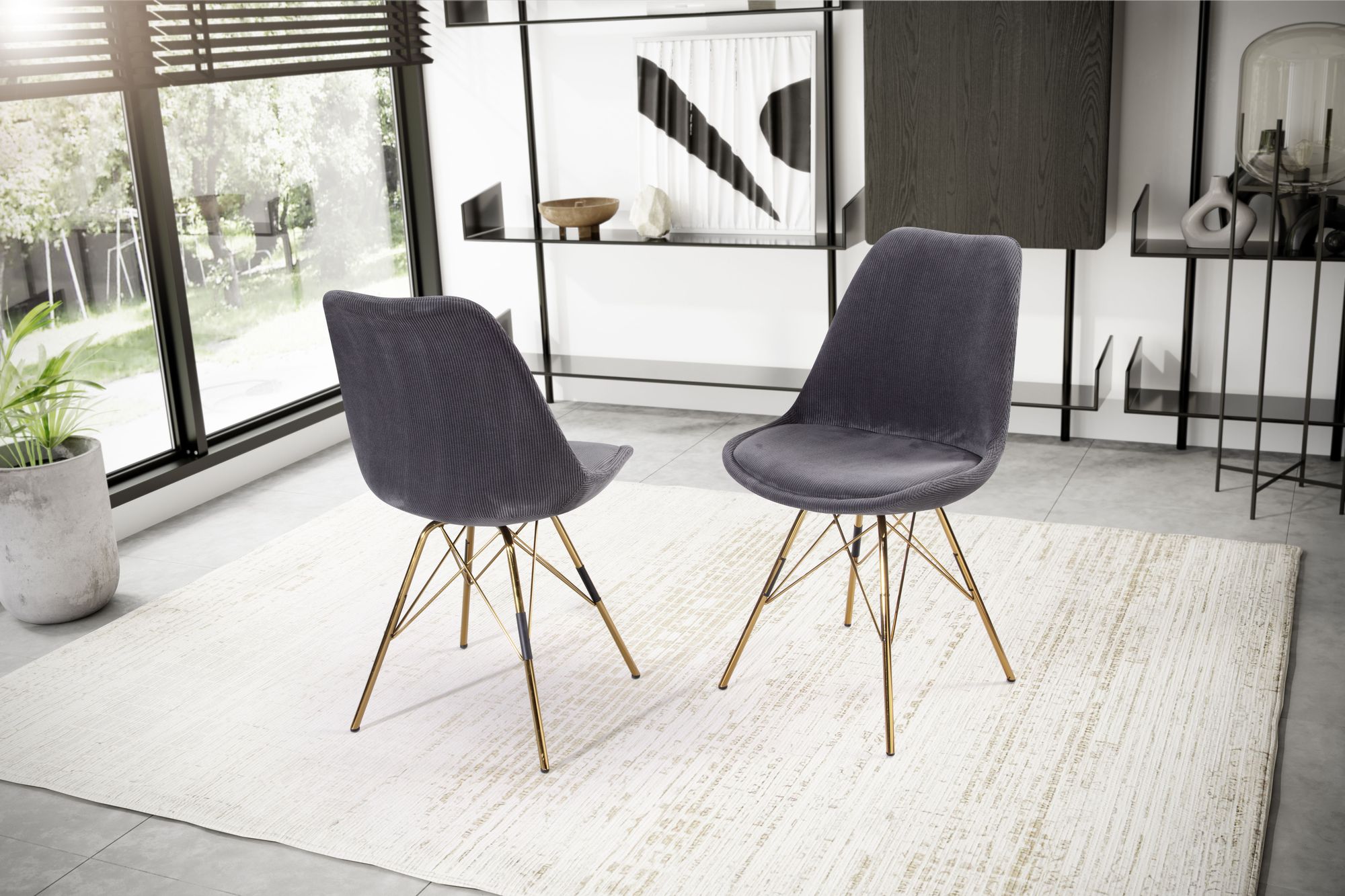 Esszimmerstuhl Hommelvik Stoff Grau 48 × 58 × 85 cm