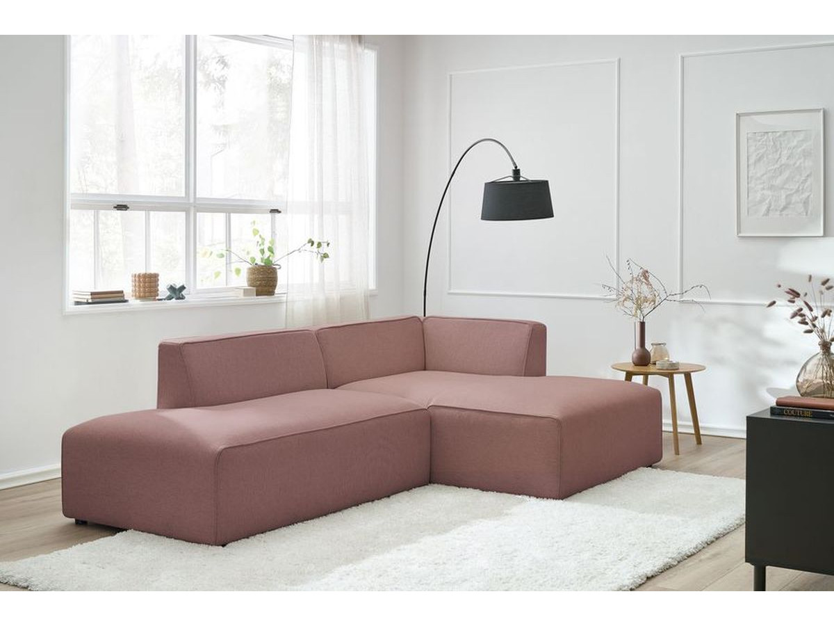 Bobochic Megeve Ecksofa Melange-Stoff Rosa Ecke rechts
