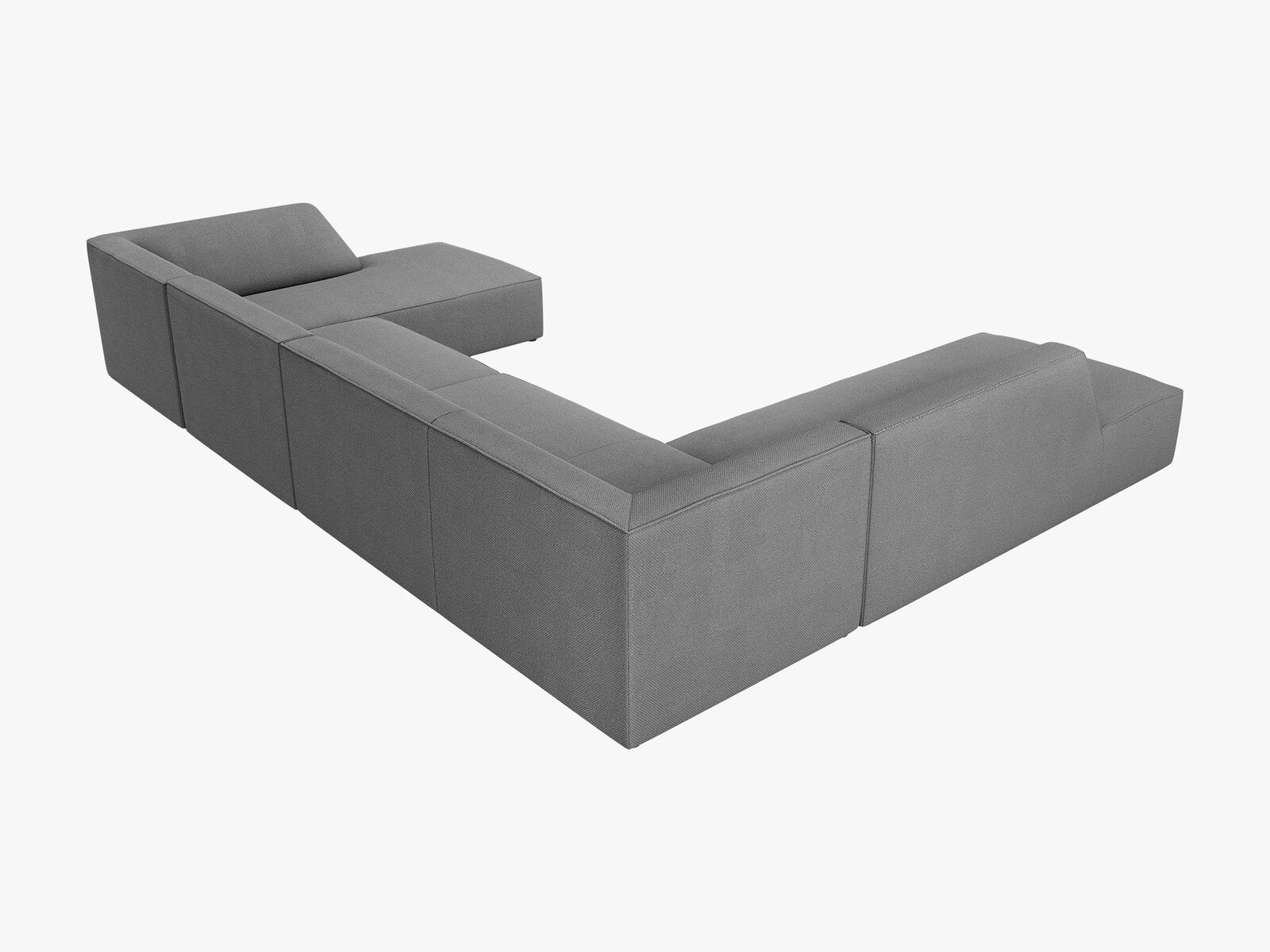Micadoni Panorama-Ecksofa Ruby 7-Sitzer Links Strukturierter Stoff Ottawa Grau