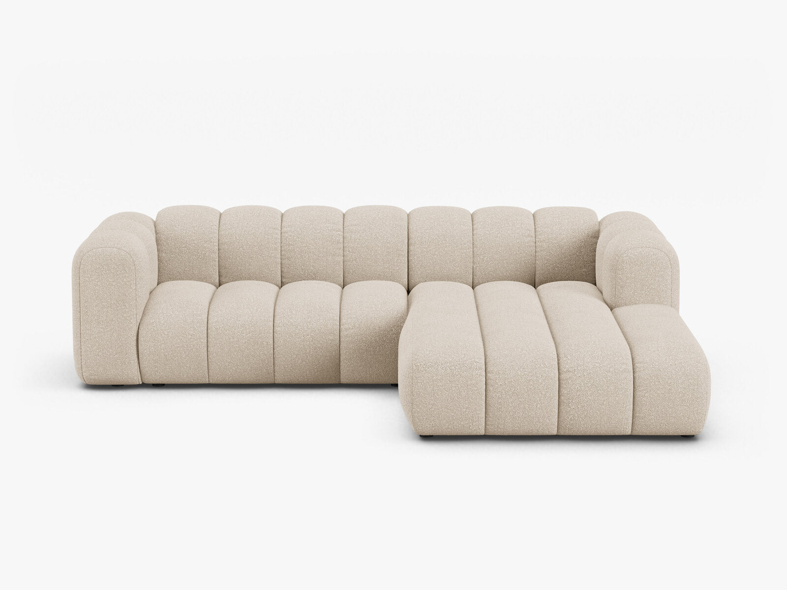 Micadoni Modulares Ecksofa Lupine 4-Sitzer mittelgroß Rechts Boucle Baloo Beige