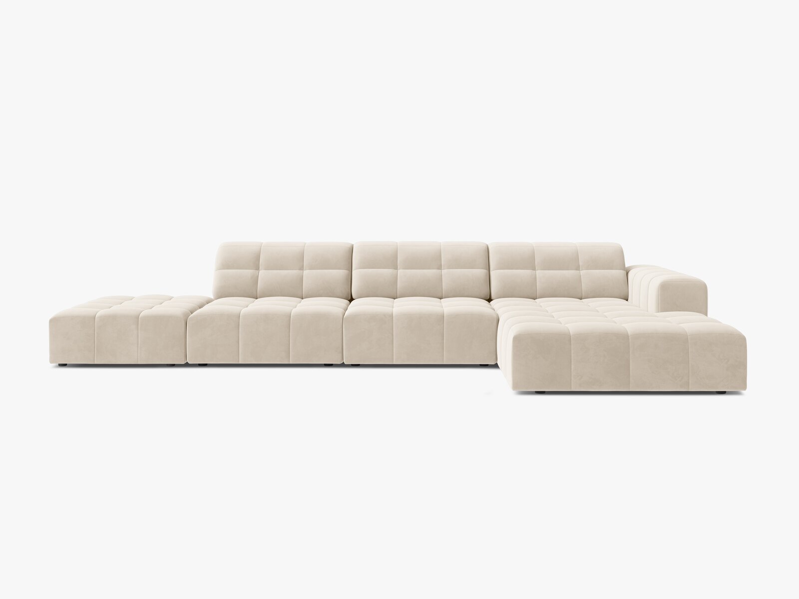 Micadoni Ecksofa Jennifer 5-Sitzer Rechts Samt Bluvel Helles Beige