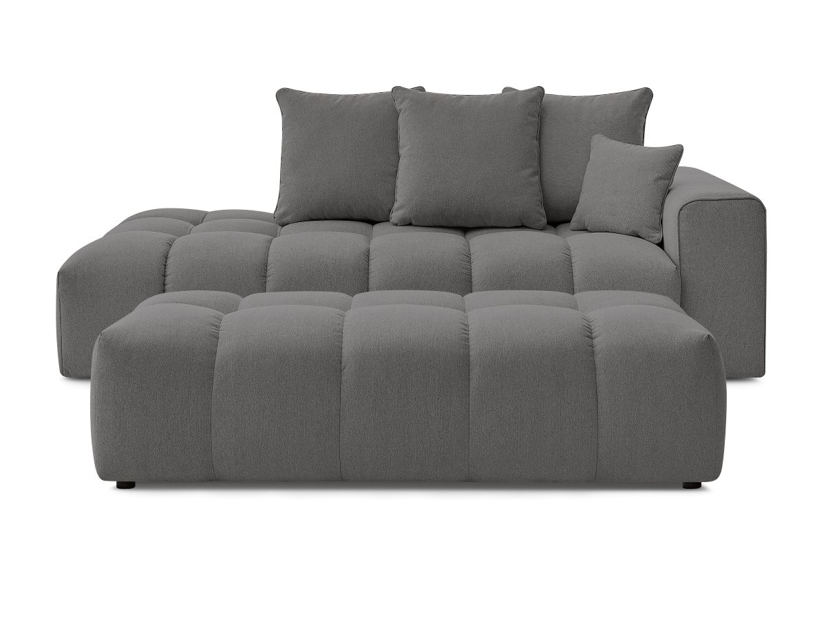Bobochic Mont-blanc Sofa 5-Sitzer mit Pouf Melange-Stoff Dunkelgrau Armlehne rechts