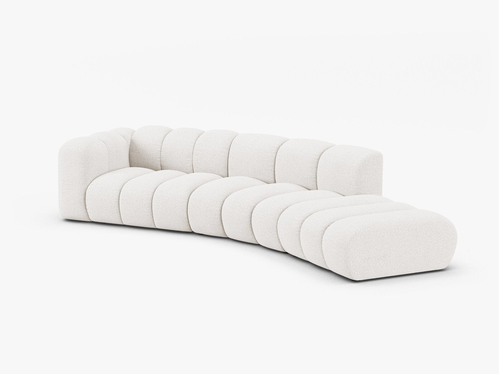 Micadoni Modulares Sofa Lupine 5-Sitzer Rechts Boucle Baloo Weiß