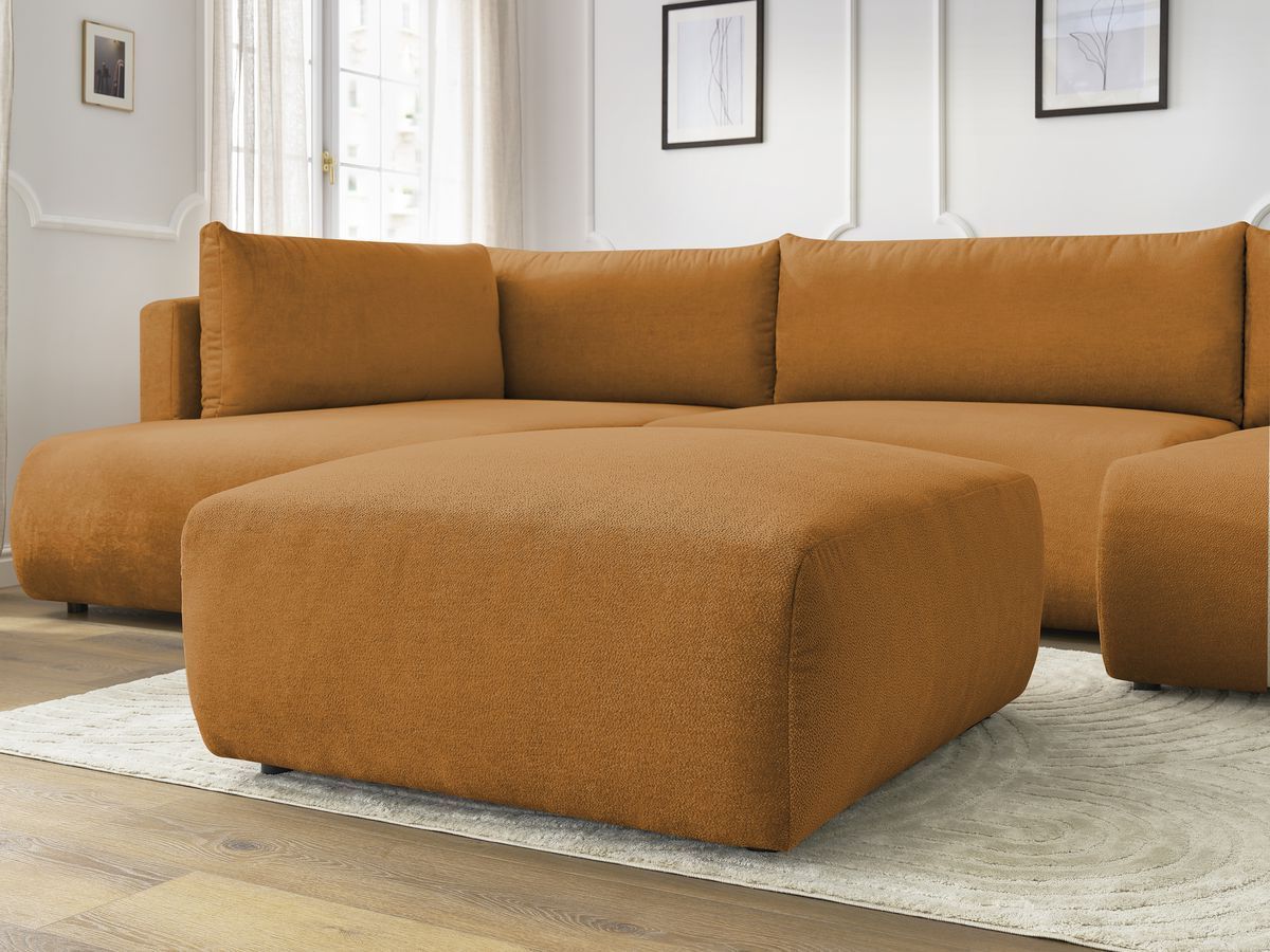 Bobochic Lucien Wohnlandschaft mit Pouf Stoff Gelb Ecke rechts