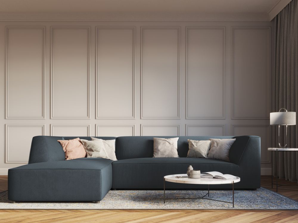 Cosmopolitan Design Ecksofa Siena 4-Sitzer Kord Scala Blau Links