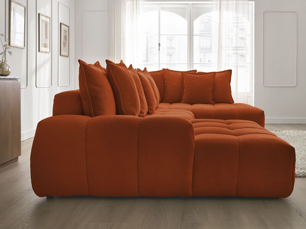 Bobochic Everest Wohnlandschaft, 14 Kissen Strukturstoff Orange Ecke links