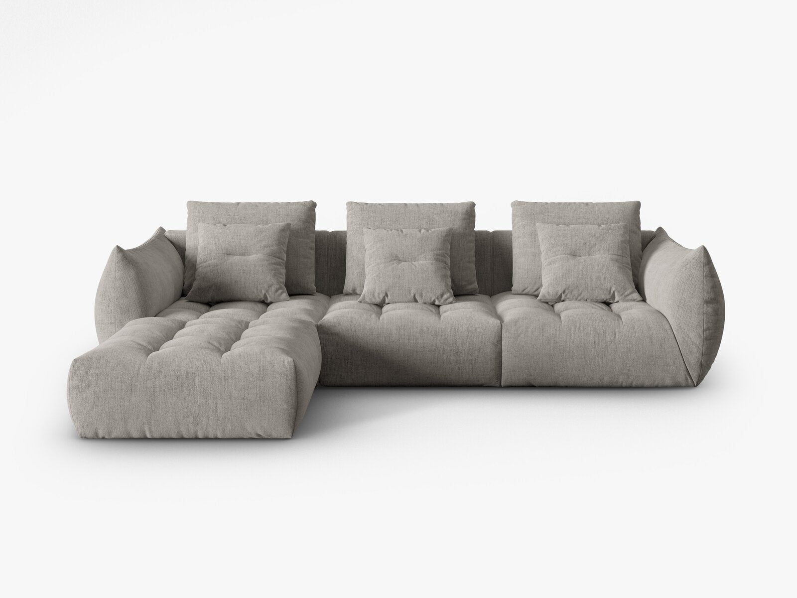 Micadoni Ecksofa Bloom 2-Sitzer Strukturierter Stoff Wind Hellgrau