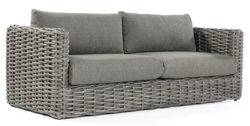 Lounge-Sofa Sands PE-Kunststoffgeflecht Charcoal / Polypropylen grau Aluminium 2 Sitzer moebelfaktor