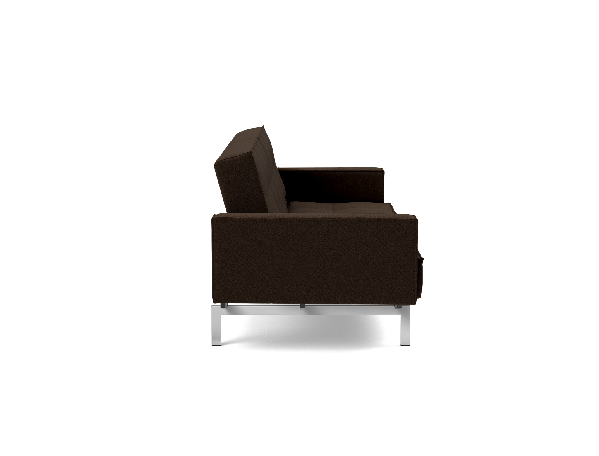 Schlafsofa Splitback mit Armlehnen Strukturierter Stoff Taura 358-Chocco Beine Chrom